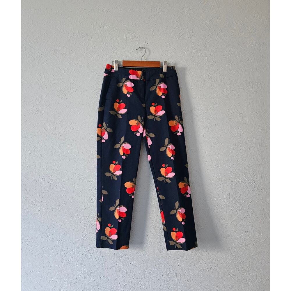 Boden Women's Richmond Floral Navy Blue Cropped Pants size 2 Petite